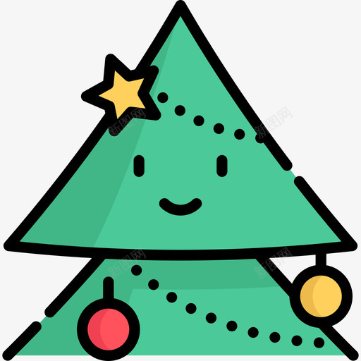 圣诞树圣诞化身5线性颜色图标svg_新图网 https://ixintu.com 圣诞化身5 圣诞树 线性颜色