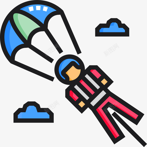 滑翔伞极限运动7线性颜色图标svg_新图网 https://ixintu.com 极限运动7 滑翔伞 线性颜色