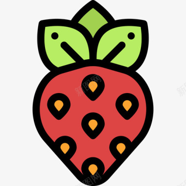 草莓夏季8线形颜色图标图标