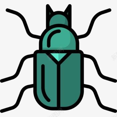 甲虫自然8线形颜色图标图标