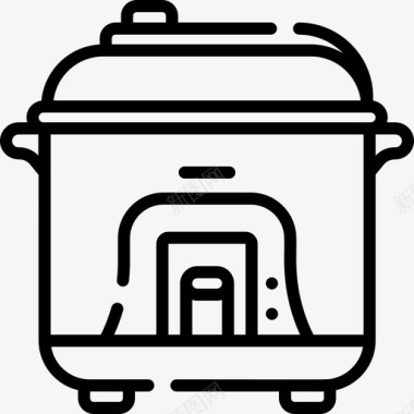 油炸锅厨房工具4线性图标图标