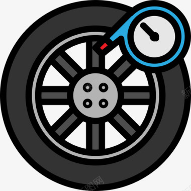 轮胎汽车修理4线颜色图标图标