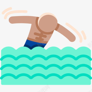 游泳热带8平坦图标图标