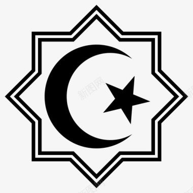 星与新月伊斯兰教麦加图标图标