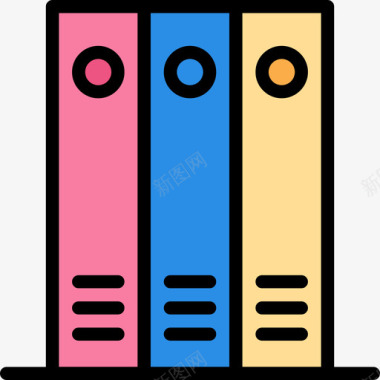 文件夹办公文具4线型颜色图标图标