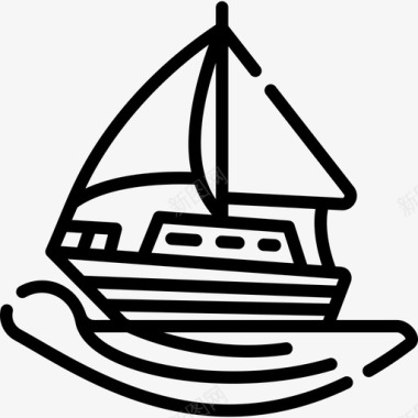 帆船夏季13号直线型图标图标