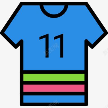 足球运动衫户外活动9线性颜色图标图标