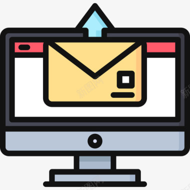 电子邮件计算机功能3线颜色图标图标