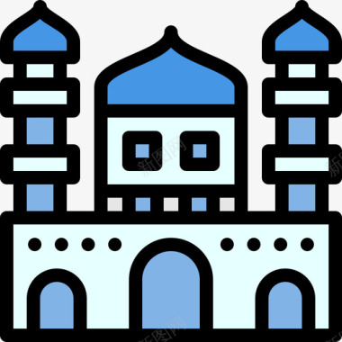 清真寺城市建筑2线条色彩图标图标
