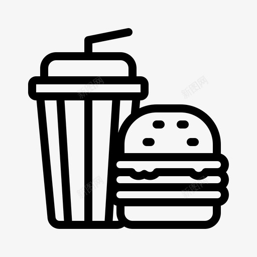 汉堡和苏打水喝吃图标svg_新图网 https://ixintu.com 书呆子 吃 喝 汉堡和苏打水 饿