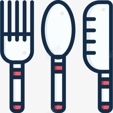 餐具餐厅元素4线性颜色图标图标