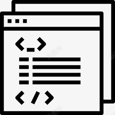 浏览器编码编程2线性图标图标