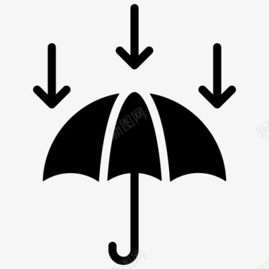 伞雨保护储蓄和投资雕文图标图标