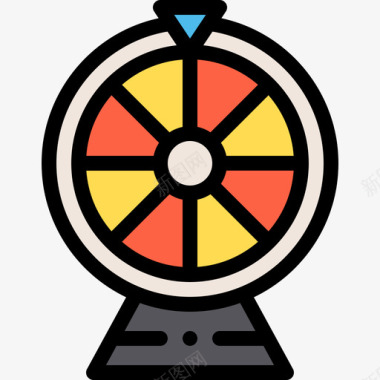 彩票游戏21号赌场线性颜色图标图标