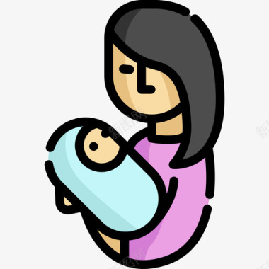 新生儿母亲节6线性颜色图标图标