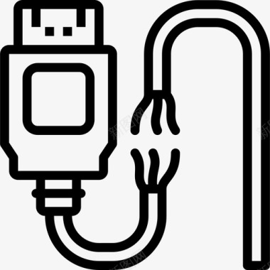 电缆断裂连接器电缆2线性图标图标