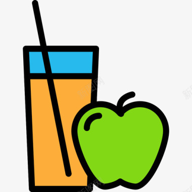 果汁健身40线性颜色图标图标