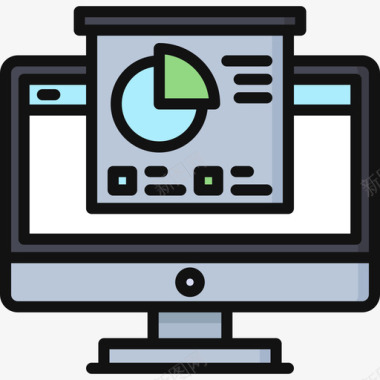 演示文稿计算机功能3线颜色图标图标