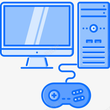 电脑游戏5蓝色图标图标