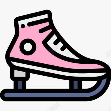 滑冰冬季运动11线性颜色图标图标