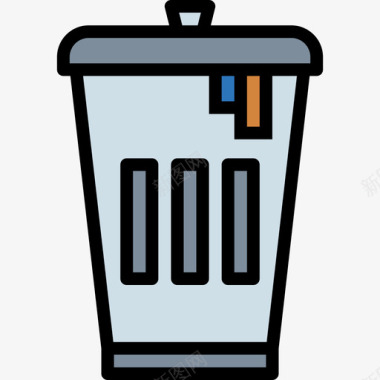 垃圾桶办公室元素9线性颜色图标图标