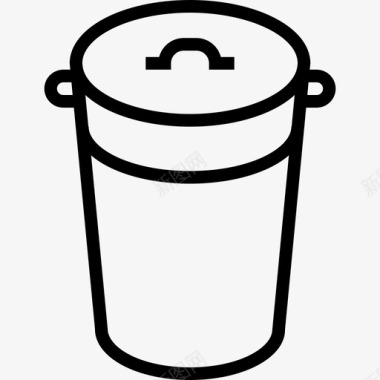 垃圾桶清洁和家务3线性图标图标