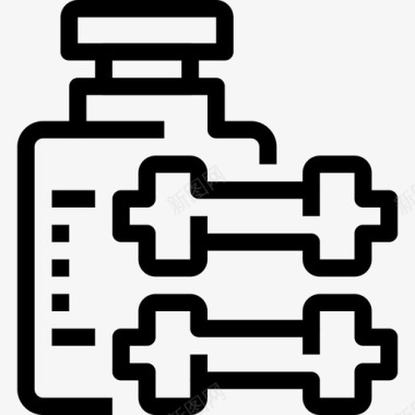 哑铃健身和健康3线性图标图标