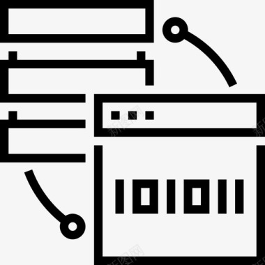 二进制代码编程15线性图标图标