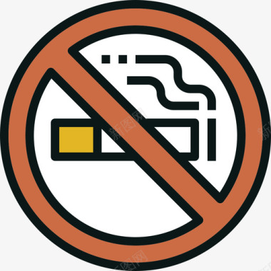 禁止吸烟旅游交通4线性颜色图标图标