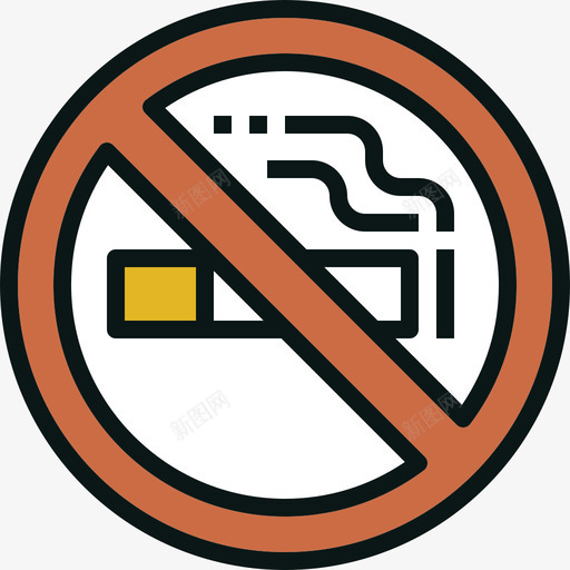 禁止吸烟旅游交通4线性颜色图标svg_新图网 https://ixintu.com 旅游交通4 禁止吸烟 线性颜色