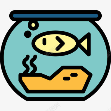 鱼缸宠物店29线性颜色图标图标