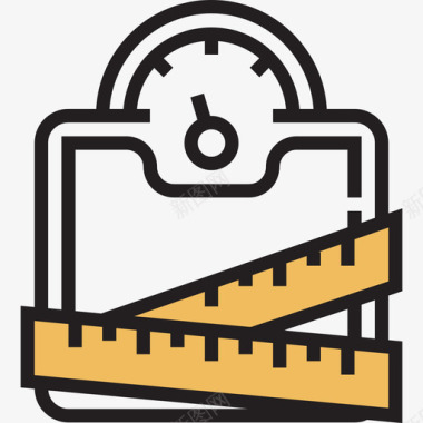体重秤健康检查2黄色阴影图标图标