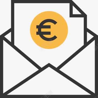 邮件商业元素7黄色阴影图标图标