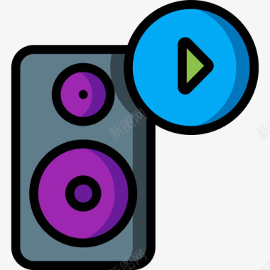 扬声器家庭自动化2线性彩色图标图标
