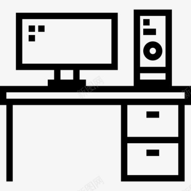 办公桌家用设备3线性图标图标