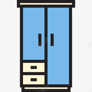 衣柜家俱5件线性颜色图标图标