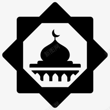 清真寺标志祈祷礼拜图标图标