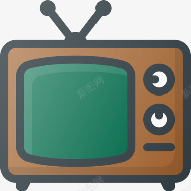 电视复古5线性颜色图标图标