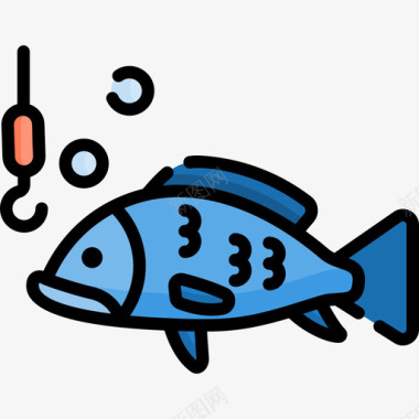钓鱼夏季11线性颜色图标图标