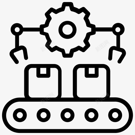 生产线输送带制造图标svg_新图网 https://ixintu.com 制造 包装 工程元素线图标 生产线 输送带