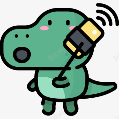 电话恐龙头像的情况线性颜色图标图标