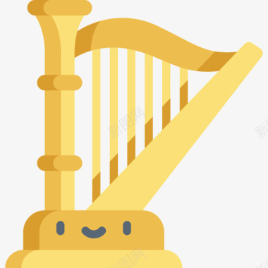 竖琴乐器14扁平图标图标