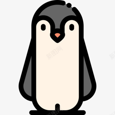 企鹅动物30线颜色图标图标