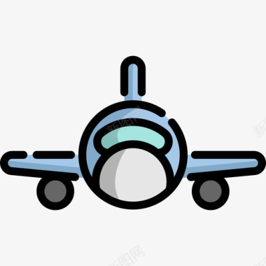 飞机29号机场线性颜色图标图标