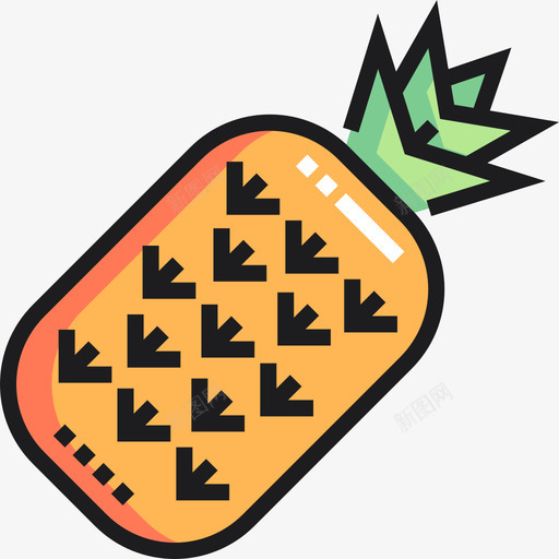 菠萝热带10线形颜色图标svg_新图网 https://ixintu.com 热带10 线形颜色 菠萝
