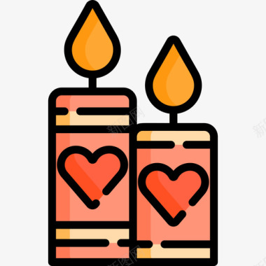 蜡烛45号婚礼线性颜色图标图标