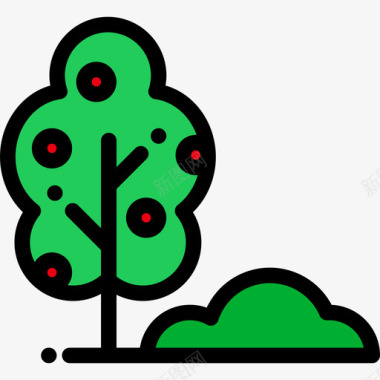 树野餐线性颜色图标图标