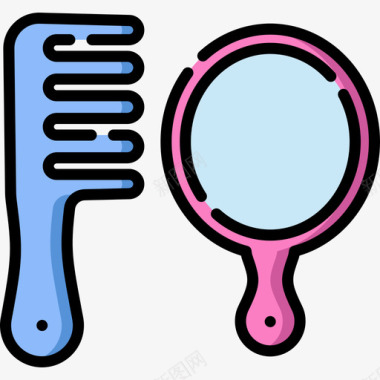 梳子卫生常规线性颜色图标图标