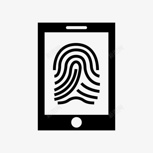 生物特征认证指纹手机图标svg_新图网 https://ixintu.com 互联网安全设置2 手机 指纹 生物特征认证 电话