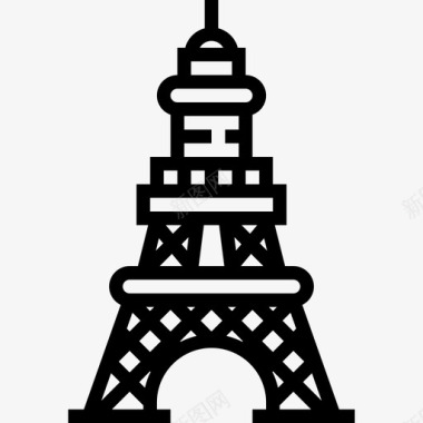法国埃菲尔铁塔2直线图标图标